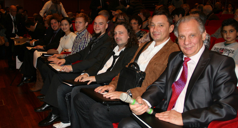 Pietro Adragna, Wang Han Zhi, Toni Perttulla, Uwe Steger, Vojin Vasovic and Head of the Jury Viatcheslav Semionov.